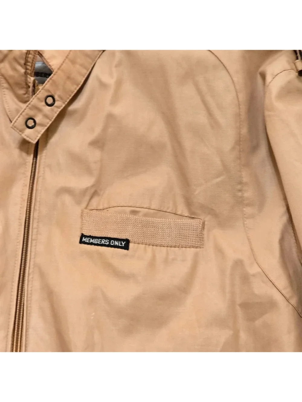 Vintage Members Only Europe Craft Jacket Size 40 Hong Kong Tan Zip Bomber